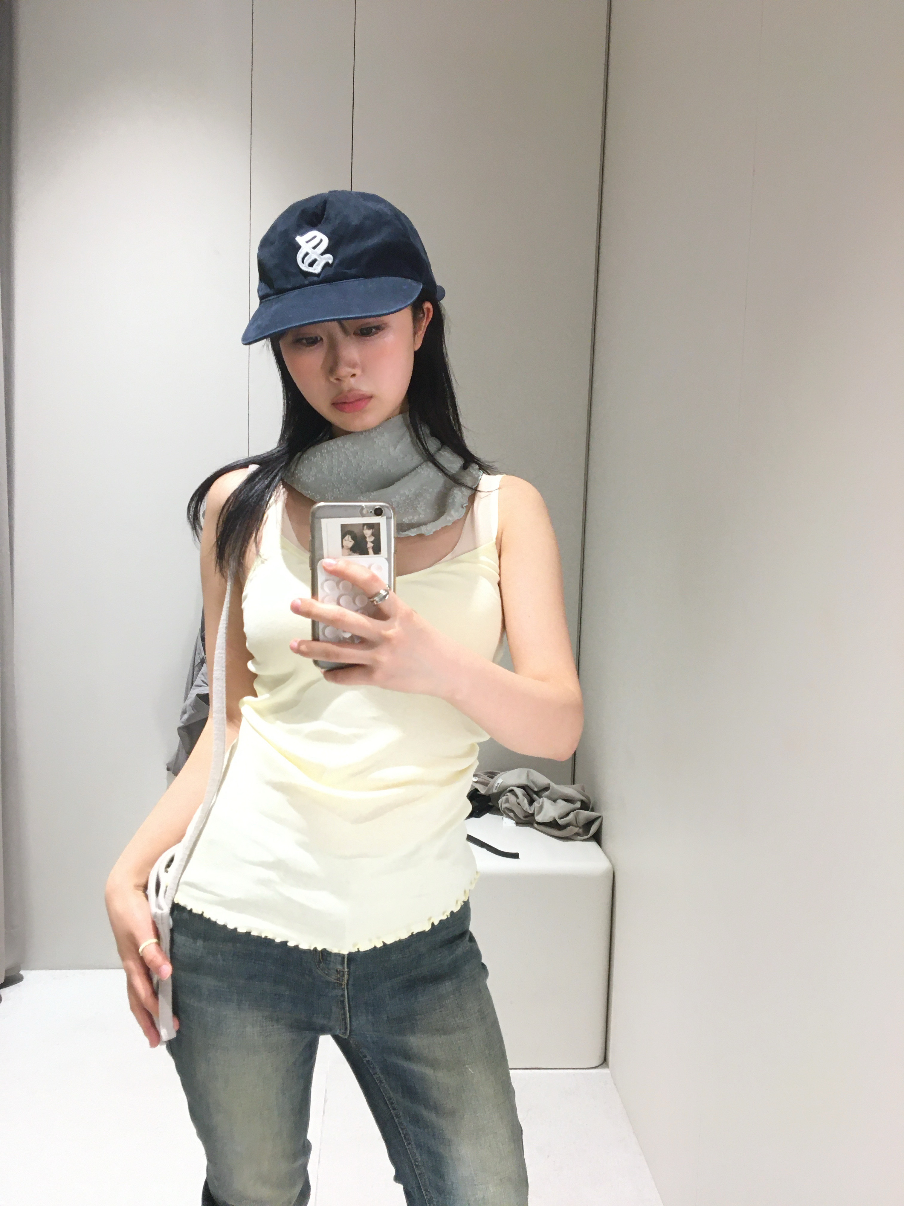 Sunday Ceremony Sy Logo 5 Panel Cotton Cap - Navy 착용 스타일 - 3