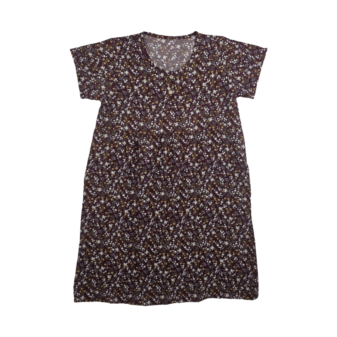 [3% 적립] 에이원 자연인견 플라워 반팔 잠옷 원피스 브라운([3% 적립] Aone Rayon Floral Short Sleeved Dress Brown)