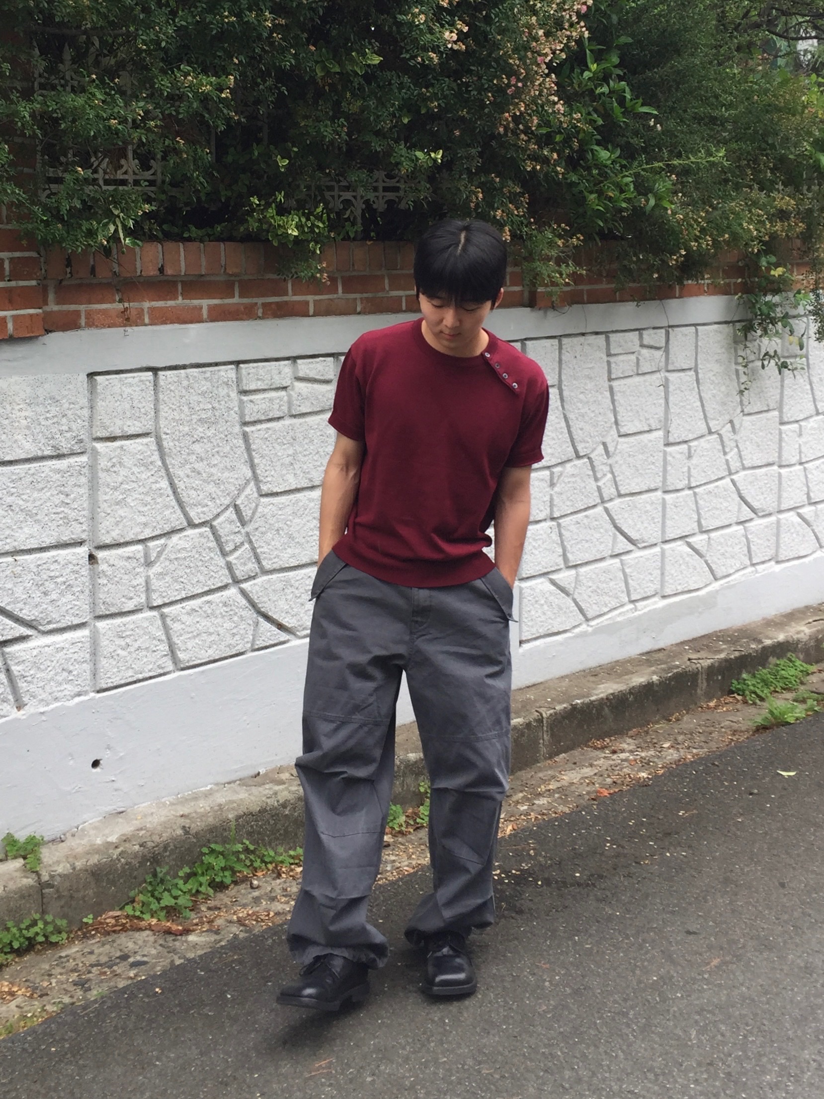 noun Washed Panel Pants Charcoal 착용 스타일 - 4