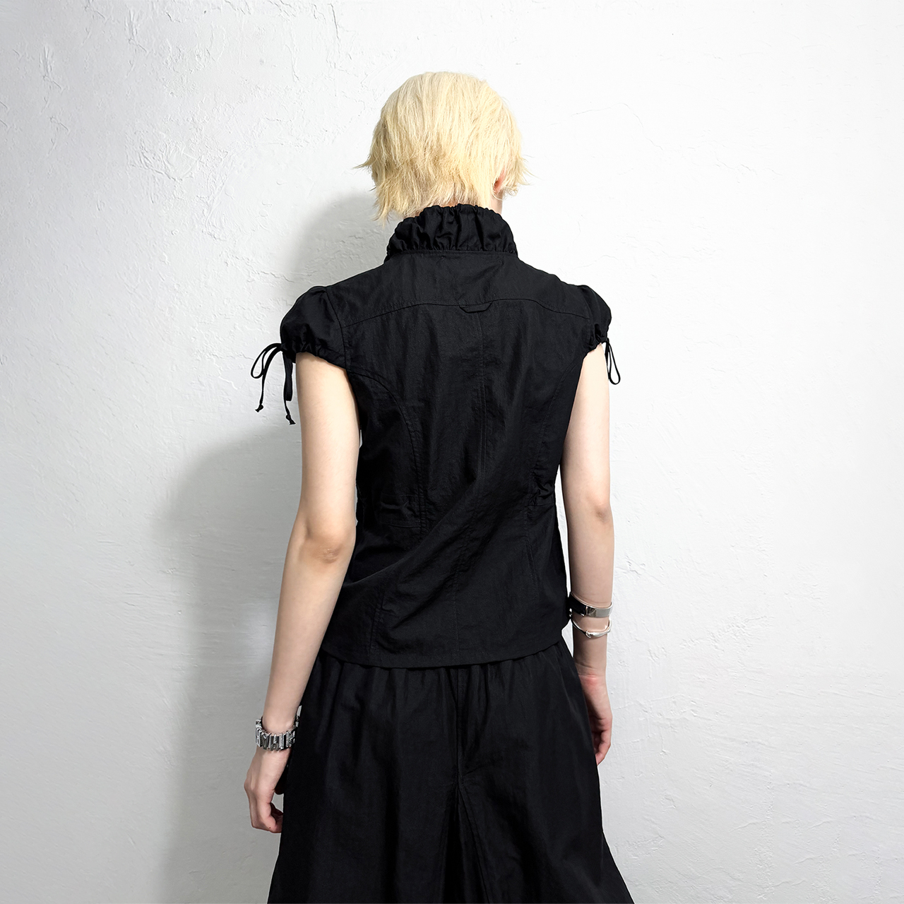 스틸레써디 볼륨 포켓 하이 넥 셔츠 블랙(Still Lethardy Volume Pocket High Neck Shirt Black) - 5