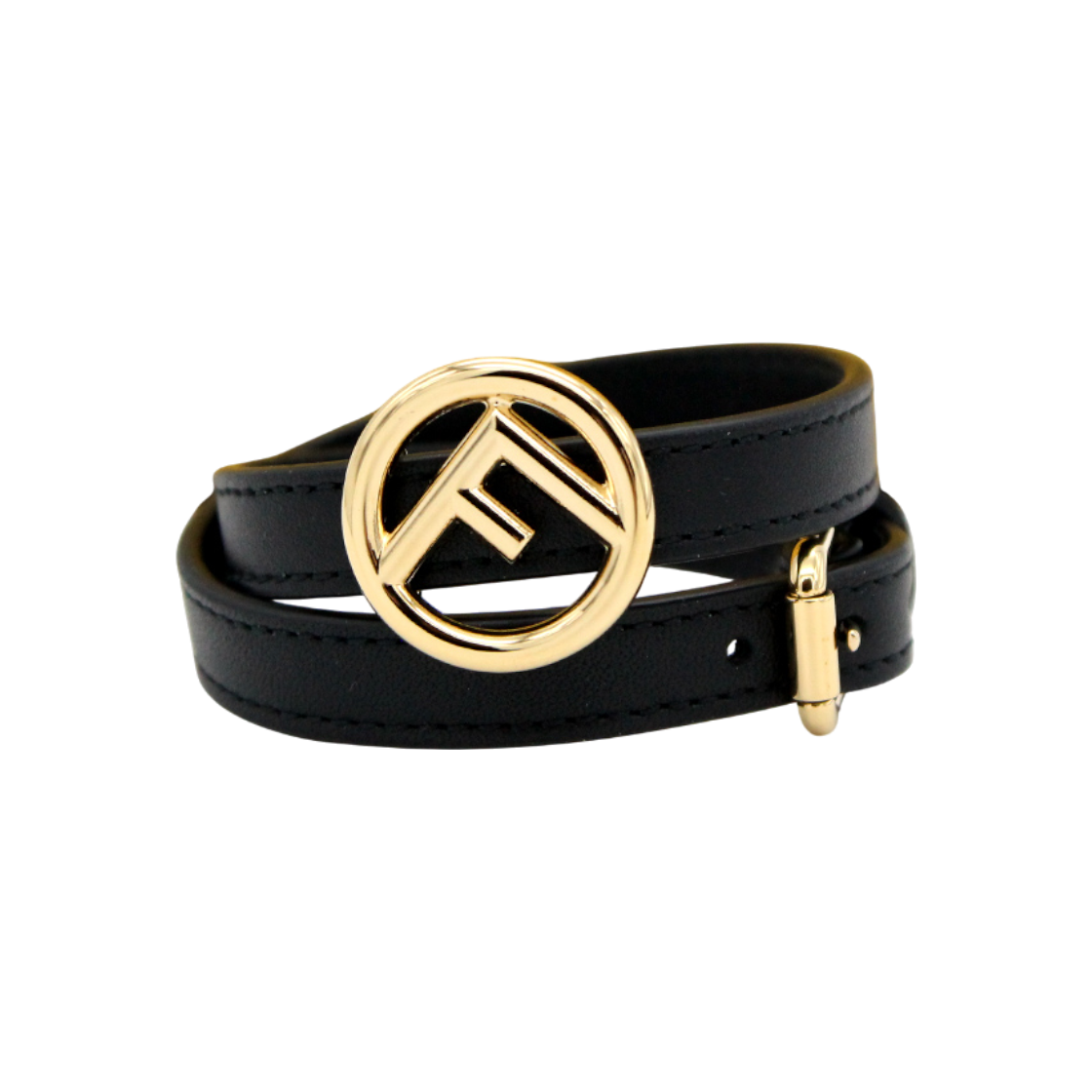 ITV5ODUGQLF4 Fendi F-Logo Leather Bracelet 8AG739