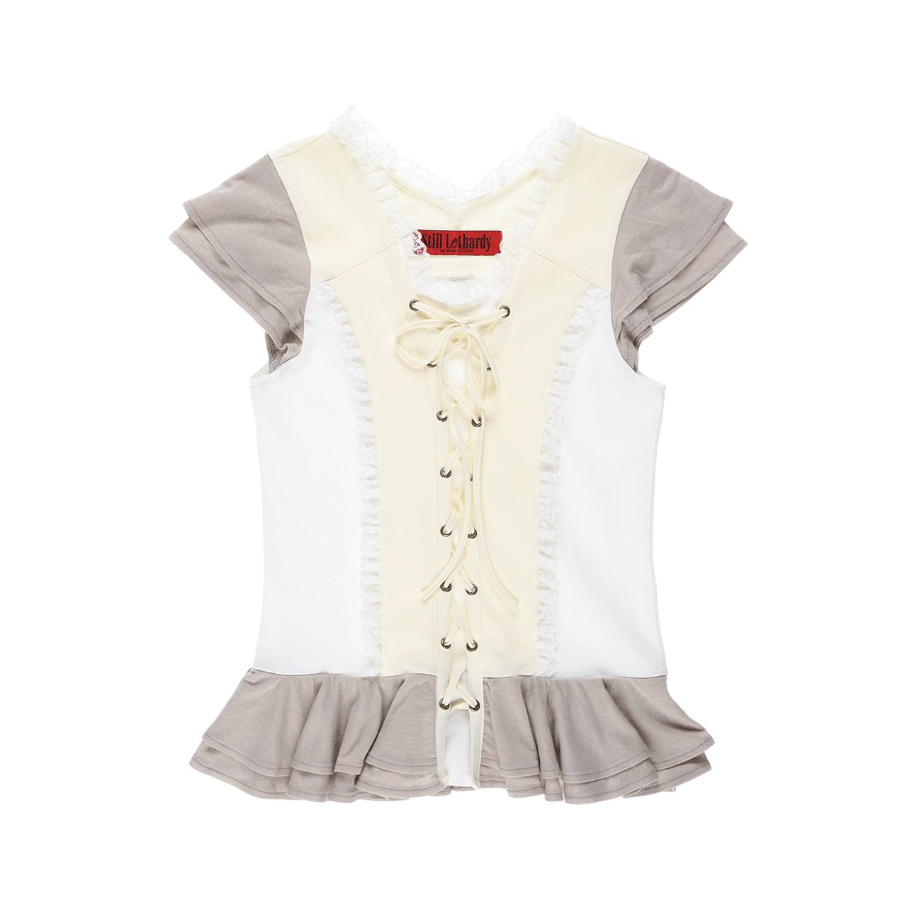 스틸레써디 코르셋 플레어 티셔츠: 베이지(Still Lethardy Corset Flared T-shirt: Beige)