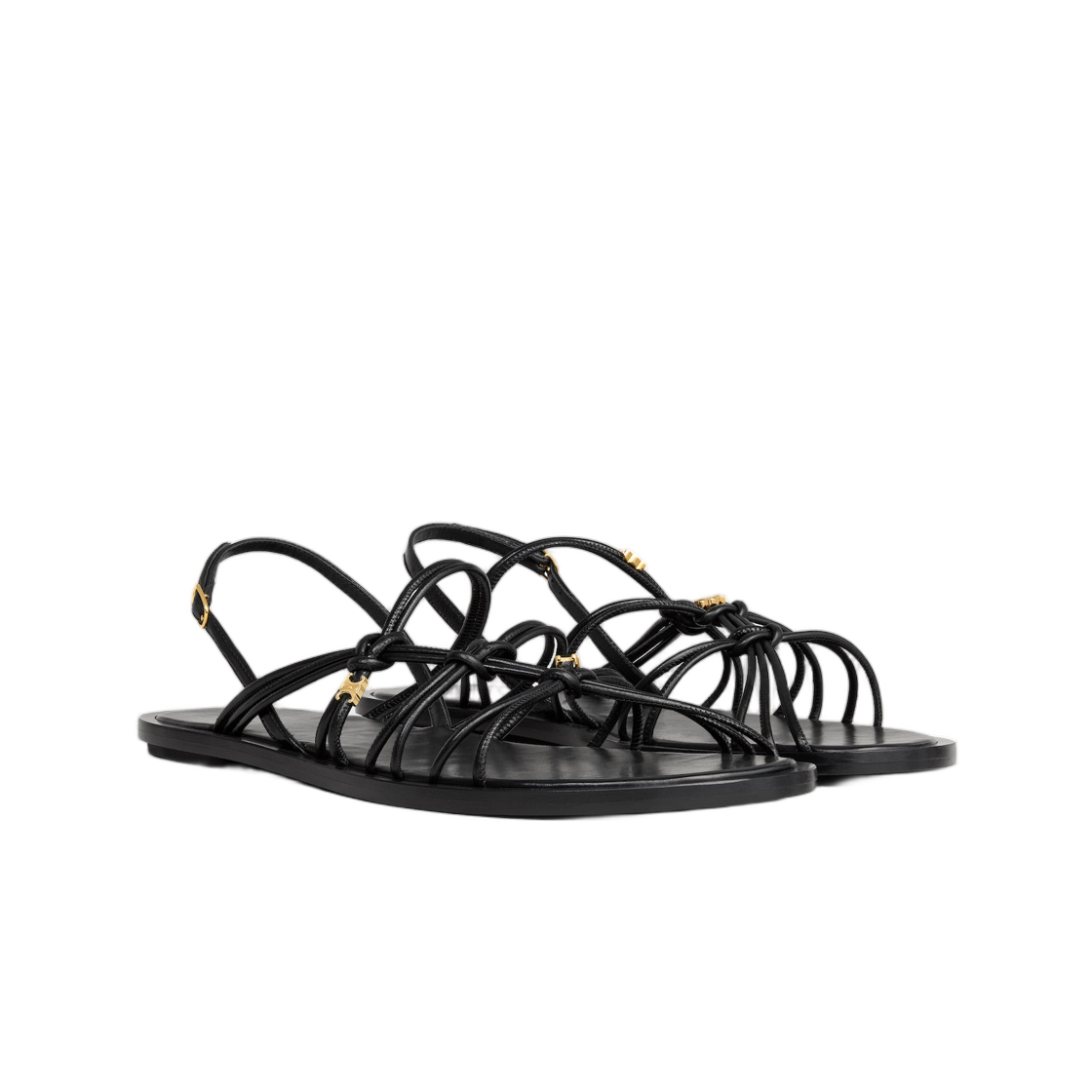 (W) 셀린느 노트 트리옹프 플랫 샌들 고트스킨 블랙((W) Celine Knots Triomphe Flat Sandal in Goatskin Black) - 2