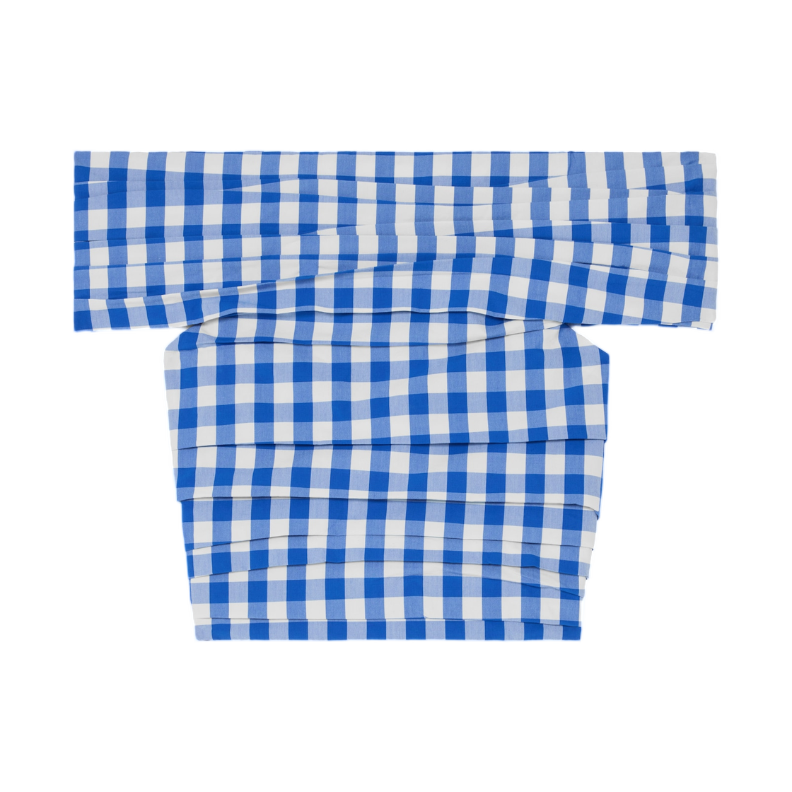 RX0TM3R50-07DG (W) Celine Top in Checked Cotton Bleu Blanc