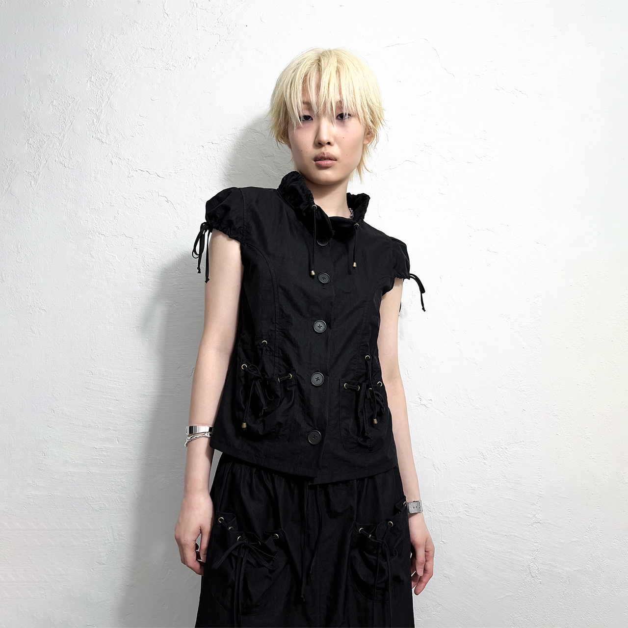 스틸레써디 볼륨 포켓 하이 넥 셔츠 블랙(Still Lethardy Volume Pocket High Neck Shirt Black) - 3