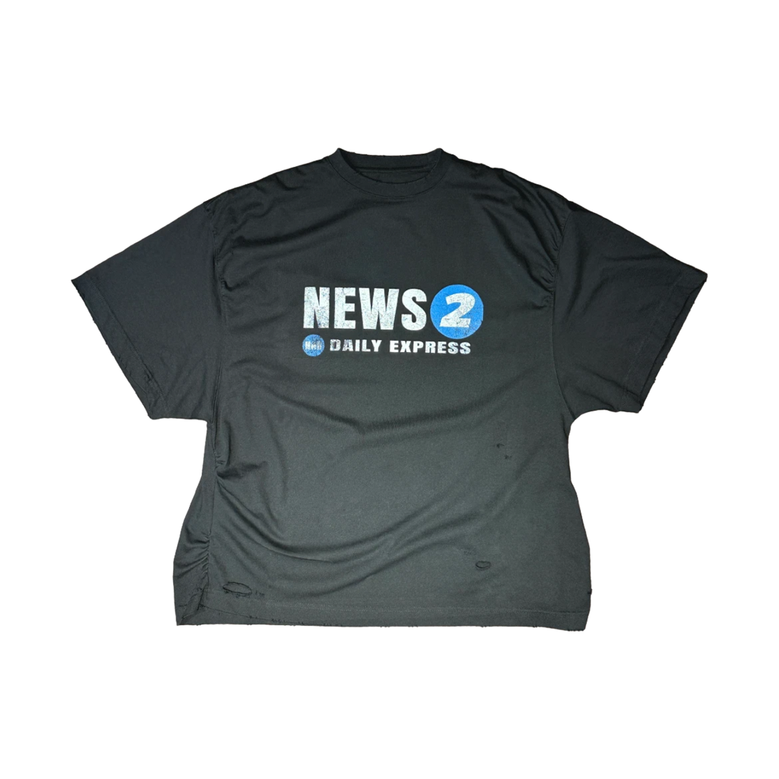 논노드 퍼커링 뉴스 티셔츠 빈티지 블랙(Nonnod Puckering News T-Shirt Vintage Black) - 1