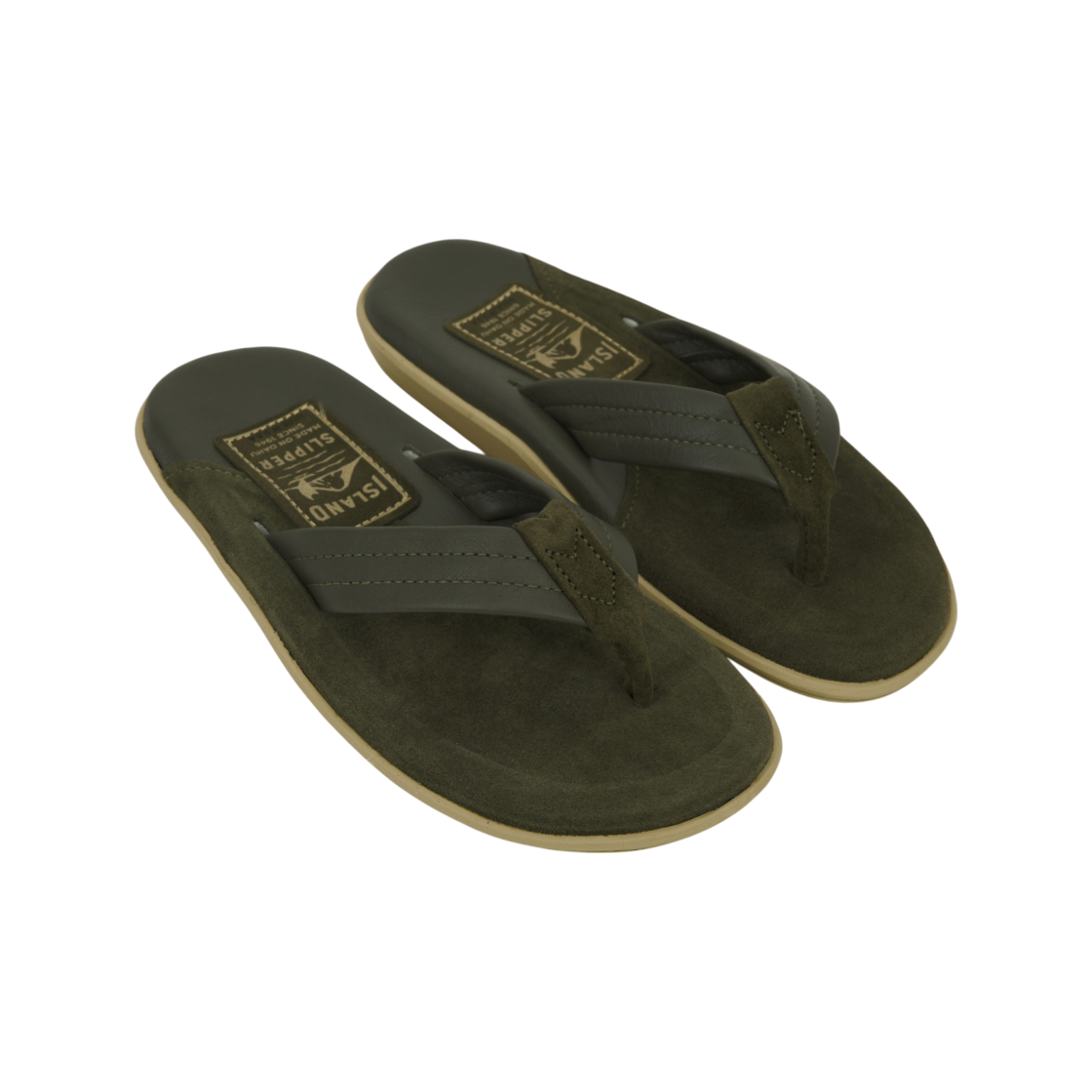 아일랜드 슬리퍼 투톤 레더 스웨이드 아미 그린 올리브(Island Slipper Two Tone Leather Suede Army Green Olive) - 4