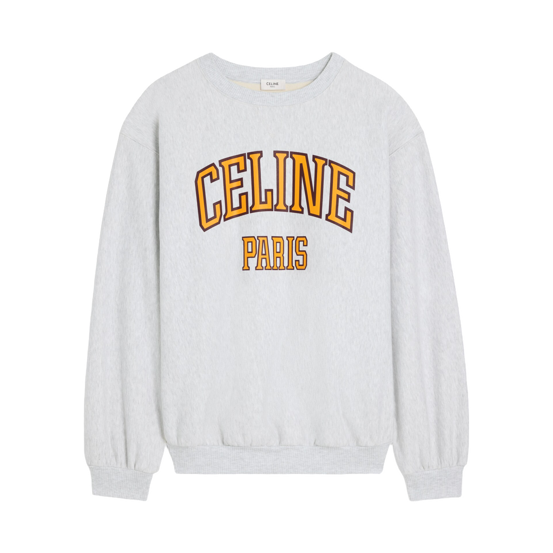 (W) 셀린느 루즈 스웨트셔츠 코튼 플리스 페일 그레이 옐로우 버건디((W) Celine Loose Sweatshirt in Cotton Fleece Pale Grey Yellow Burgundy) - 1