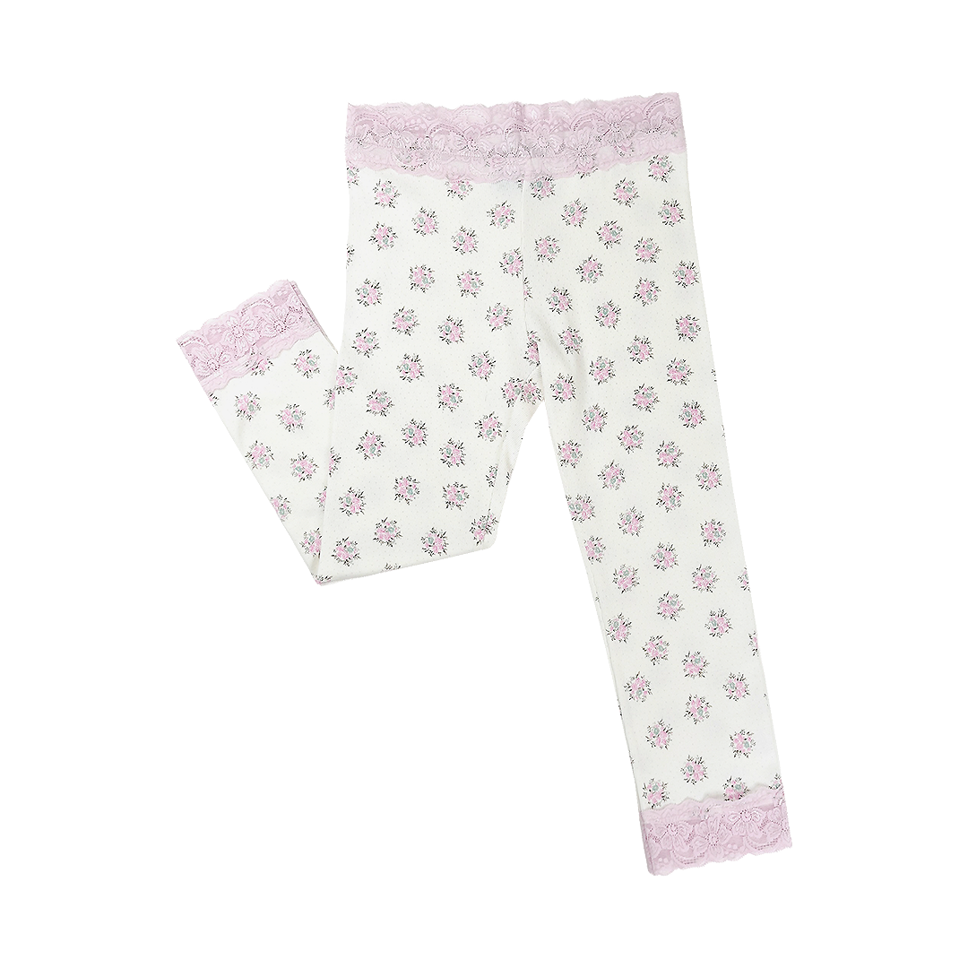 혼쿄 코티지 레이스 하프 레깅스 아이보리(Honkyo Cottage Lace Half Leggings Ivory) - 2