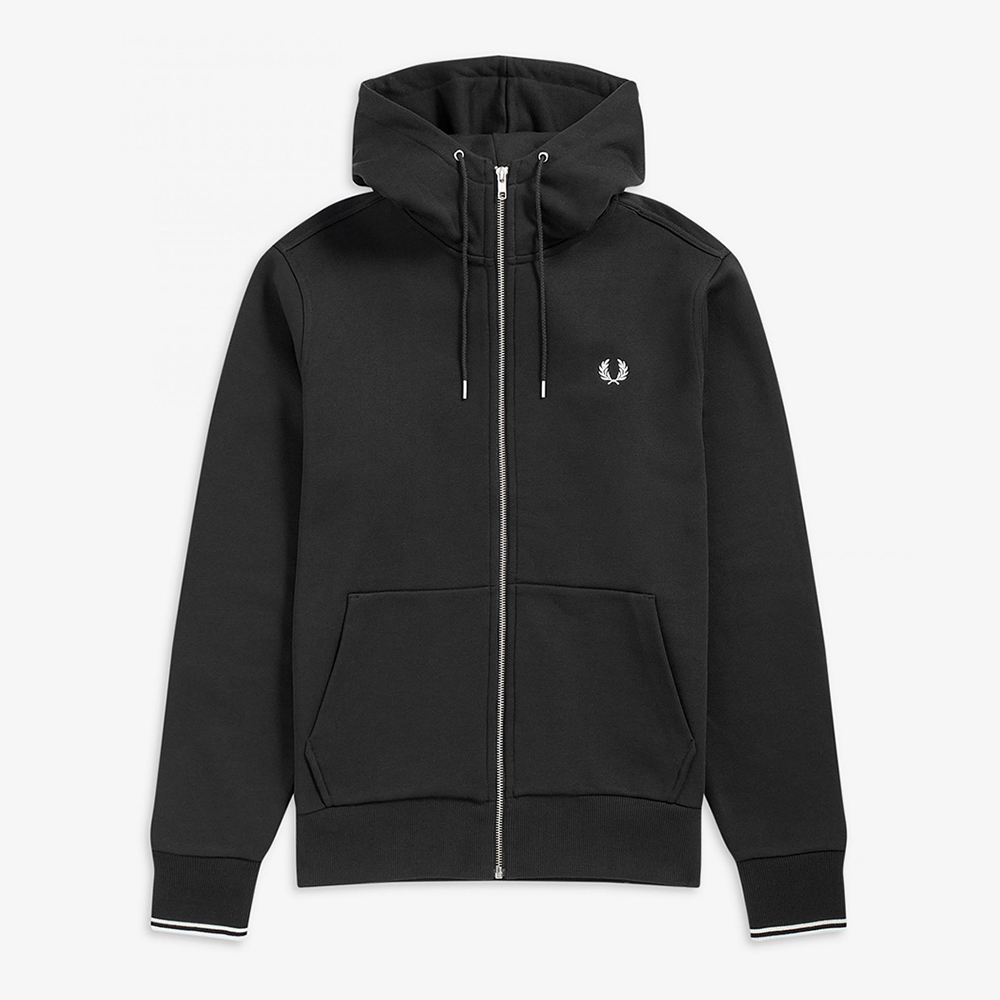 프레드페리 후드 집스루 스웻셔츠 블랙(Fred Perry Hooded Zip-Through Sweatshirt Black) - 5