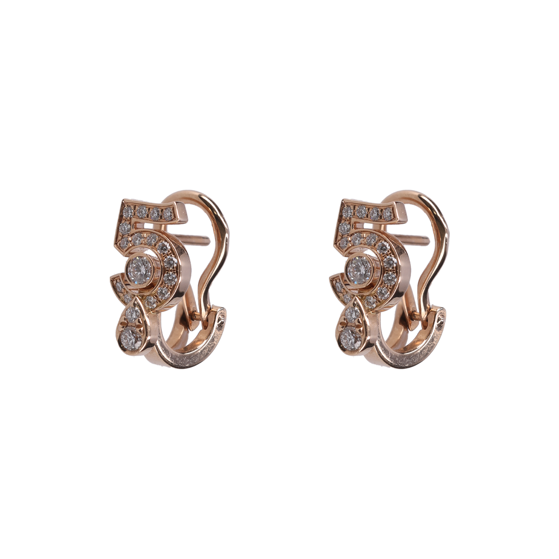 ITVOJ658ONTE Chanel J12191 Eternal N°5 Earrings in 18K Beige Gold with Diamonds