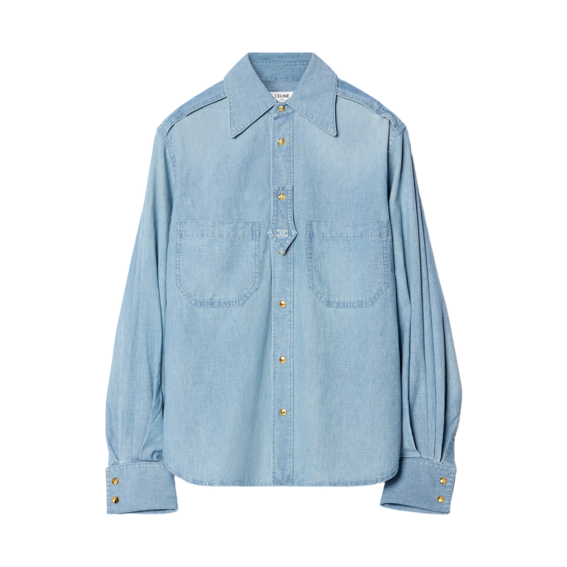 RC0E42N68-GLB0 (W) Celine Shirt in Cotton Denim Faded Chambray