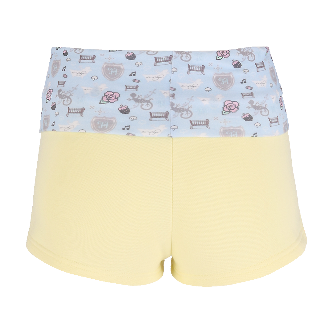 혼쿄 드림-라이크 버튼 레이어드 쇼츠 라이트 옐로우(Honkyo Dream-like Button Layered Shorts Light Yellow) - 2
