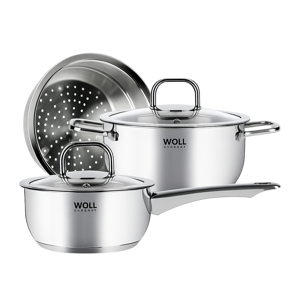 WOLL006 WOLL Diamond Cook 2‑Piece Pot Set (16cm Saucepan + 20cm Casserole Pot) with Steamer