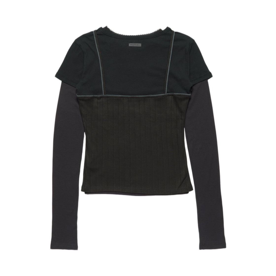 (W) 아크네 스튜디오 레이어드 저지 셔츠 보우 블랙((W) Acne Studios Layered Jersey Shirt With Bow Black) - 2