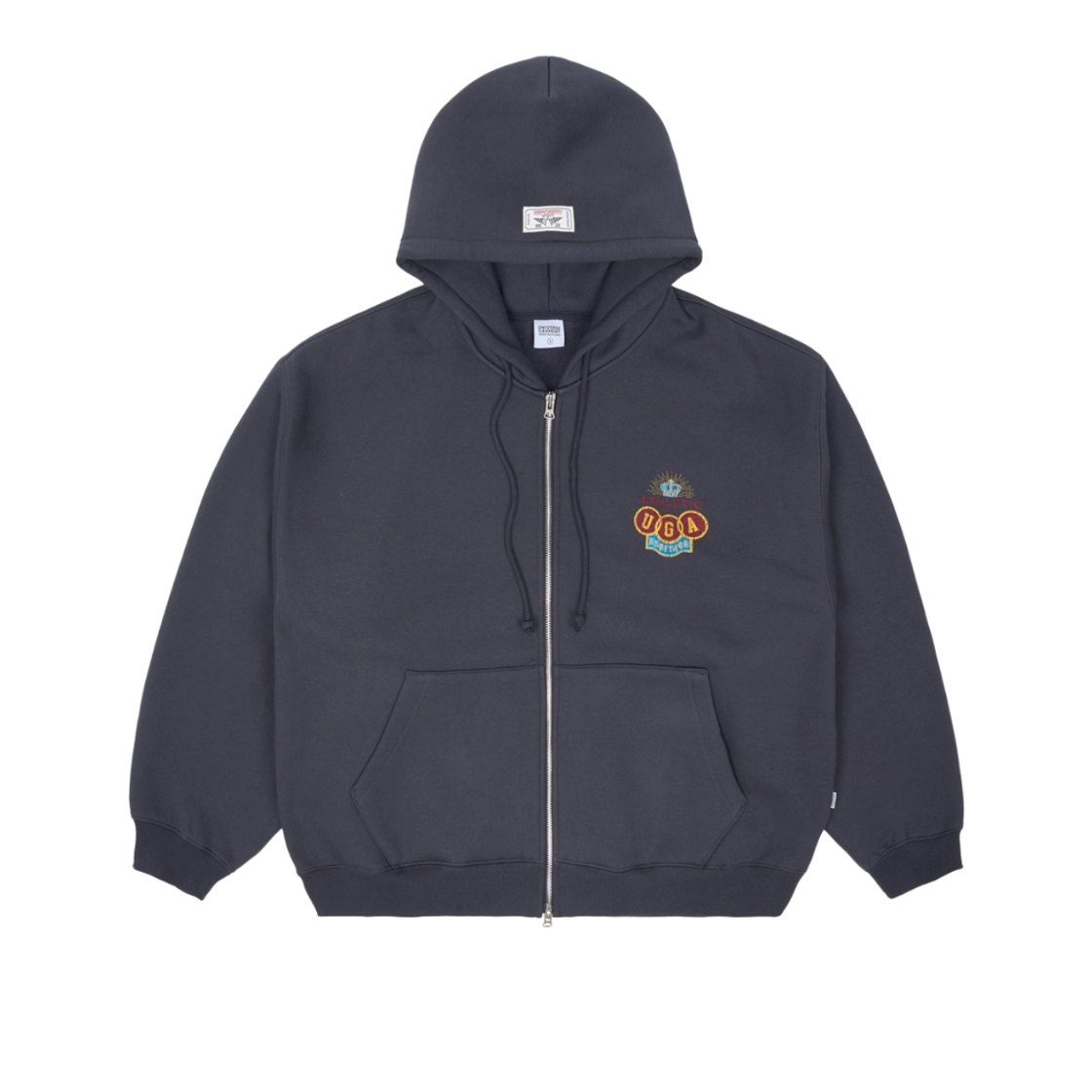 BUQZPZX825CL UNIVERSE GARMENT Athletic Emblem Fleece Hoodie Zip-Up Charcoal