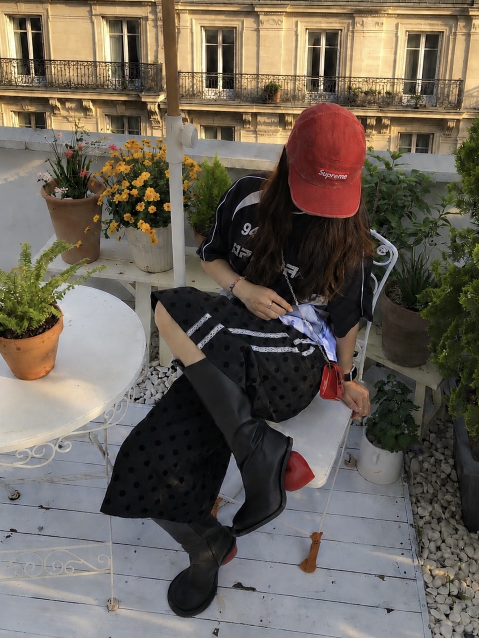 Supreme Coated Denim Camp Cap Red - 24SS 착용 스타일 - 1