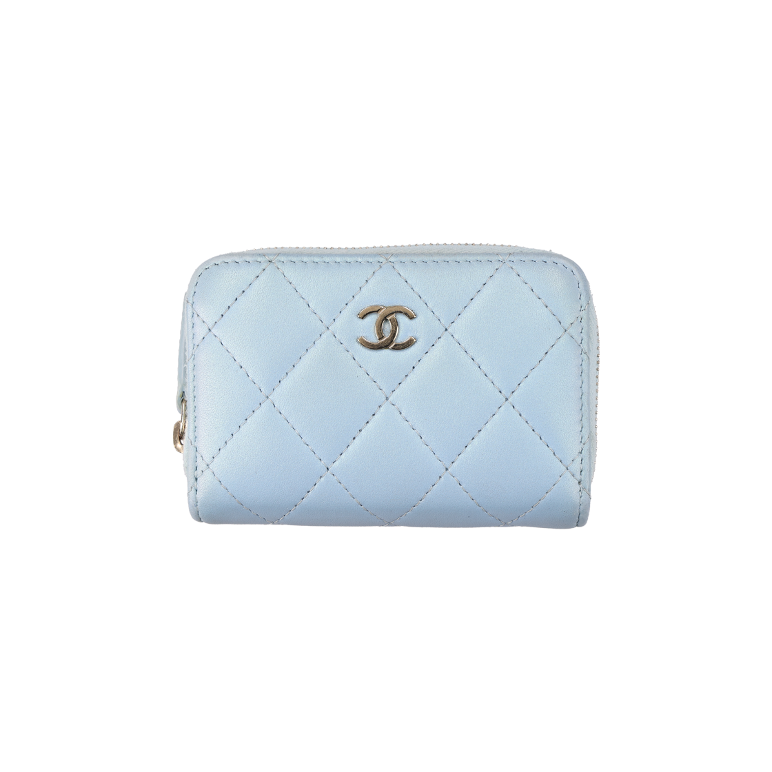 샤넬 클래식 지퍼 동전 지갑 레더 라이트 블루 금장(Chanel Classic Zip Coin Purse Leather Light Blue with Gold Hardware)