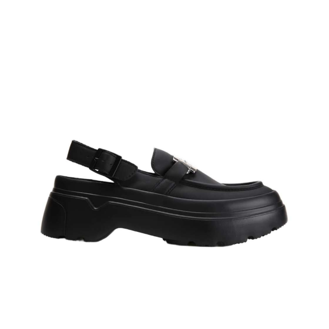 WFF3102LEA-BLK (W) Hunter Refined Flatform Metal Heel Strap Loafer Black
