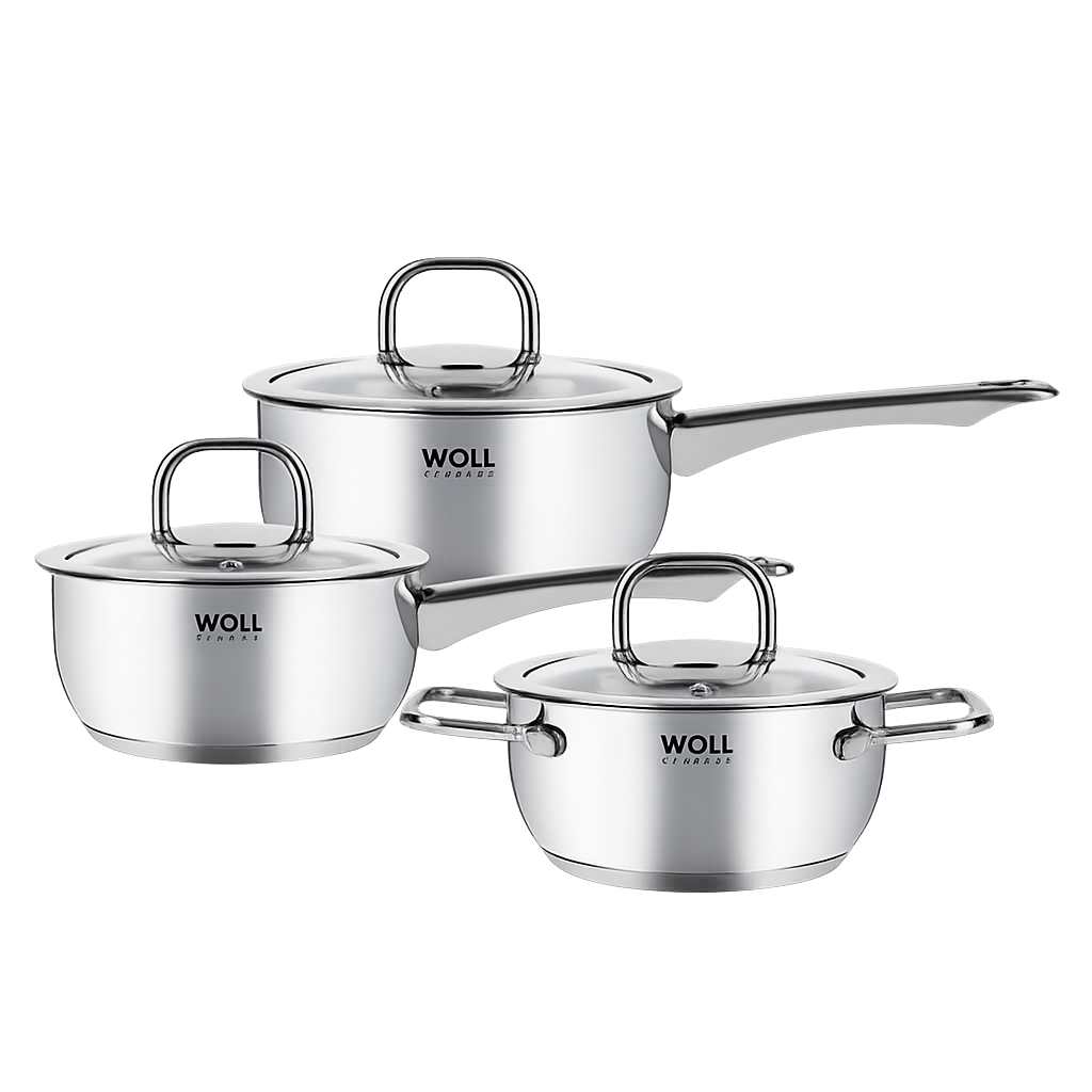 볼 다이아몬드 쿡 냄비 3종 세트(16+18편수+16양수)(WOLL Diamond Cook 3‑Piece Pot Set (16cm & 18cm Saucepan + 16cm Casserole Pot))