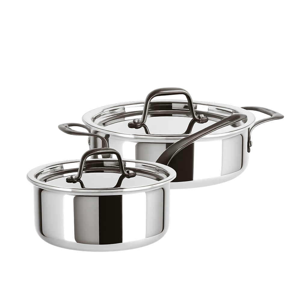 삼보넷 홈쉐프 통5중 냄비2종 (18편수+20전골)(Sambonet Home Chef 5‑Ply Stainless Cookware 2‑Piece Set (18cm Saucepan + 20cm Shallow Pot))