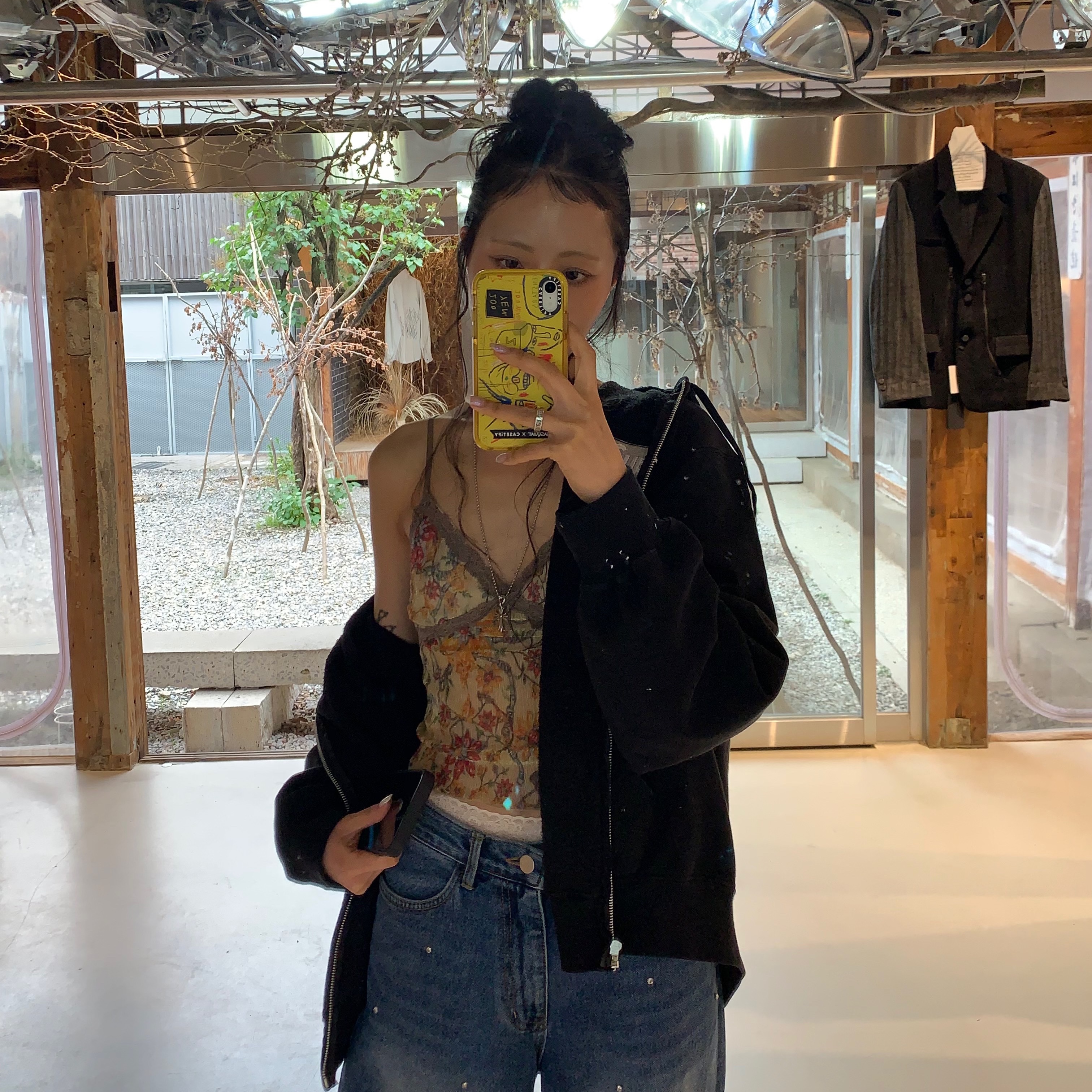 Supreme x MM6 Maison Margiela Box Logo Zip Up Hooded Sweatshirt Black - 26SS, Toga Pulla AJ844 Leather Black - 26SS 착용 스타일 - 3