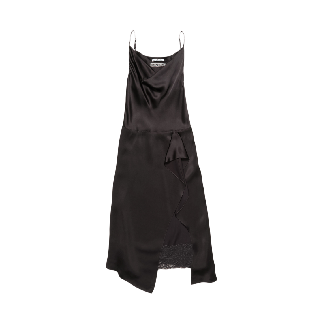 (W) 아크네 스튜디오 샤이니 사틴 슬립 드레스 다크 브라운((W) Acne Studios Shiny Satin Slip Dress Dark Brown) - 1