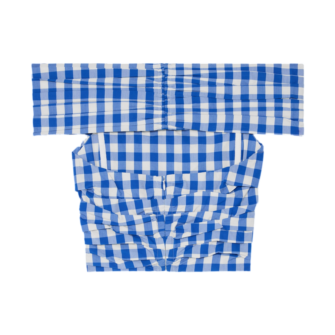 (W) 셀린느 탑 체크 코튼 블루 블랑((W) Celine Top in Checked Cotton Bleu Blanc) - 2