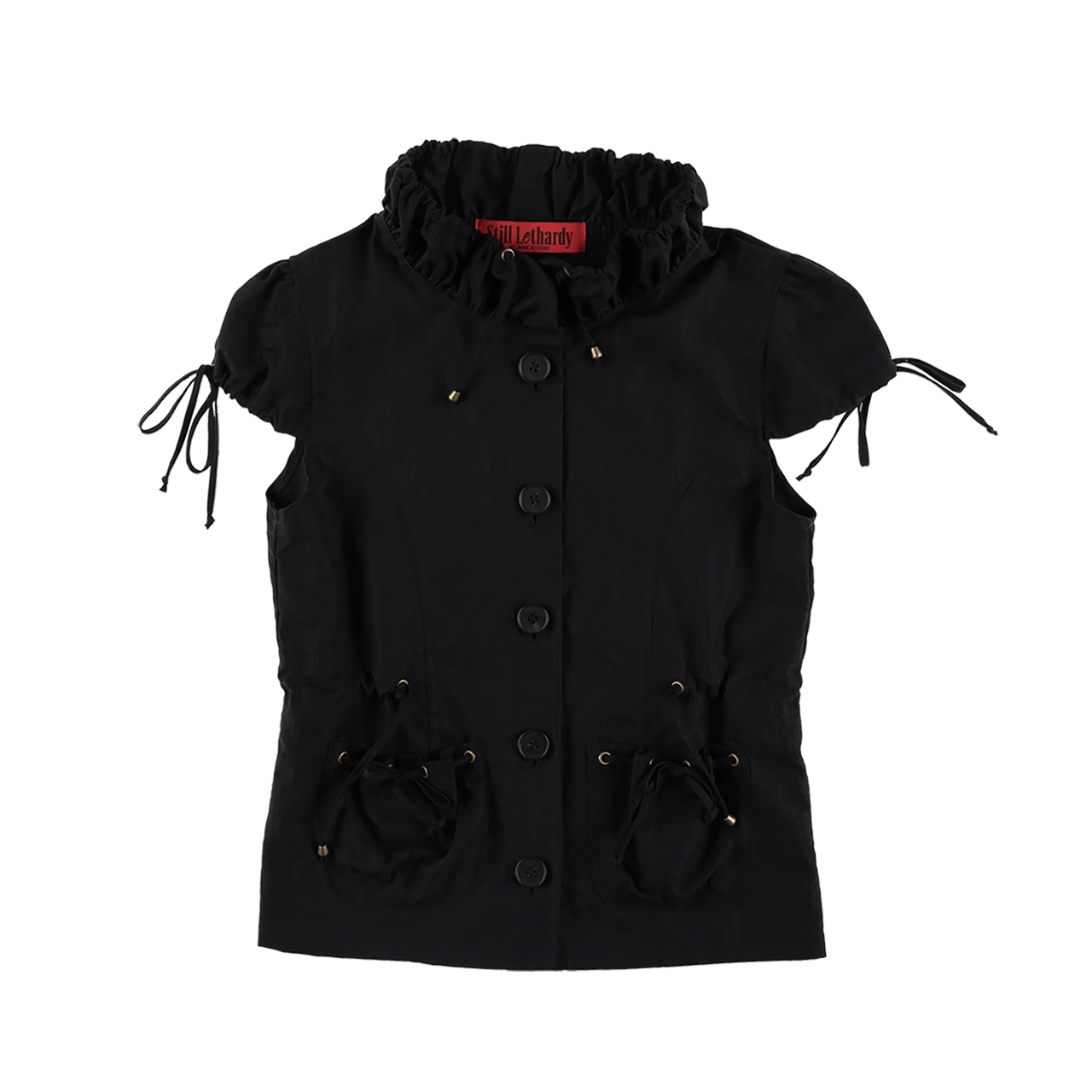 스틸레써디 볼륨 포켓 하이 넥 셔츠 블랙(Still Lethardy Volume Pocket High Neck Shirt Black)