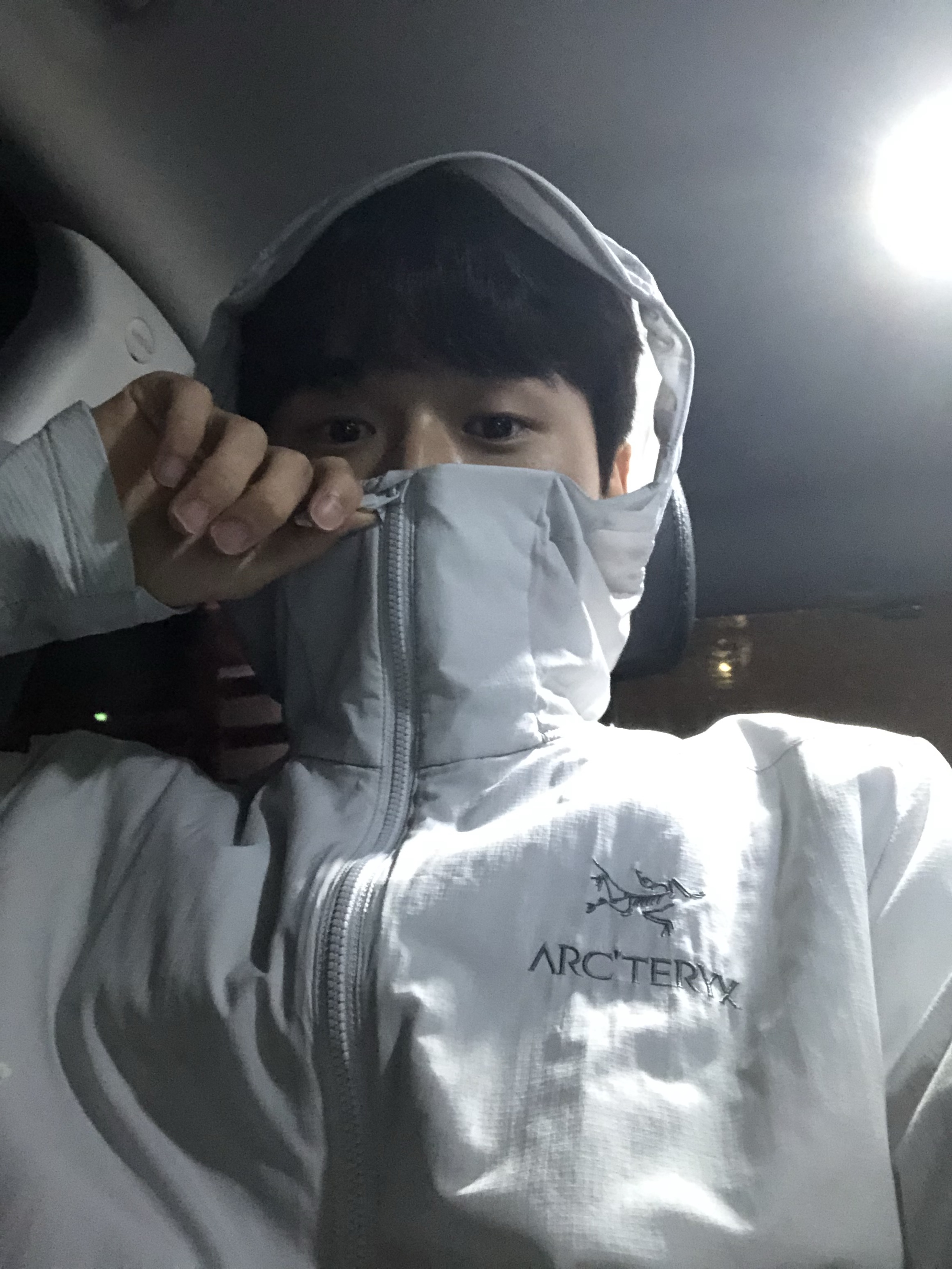 Arc'teryx Atom SL Hoody Solitude 착용 스타일 - 1