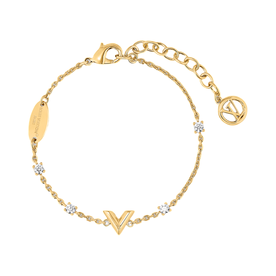 MA132A (W) Louis Vuitton Essential V Strass Pm Bracelet Gold