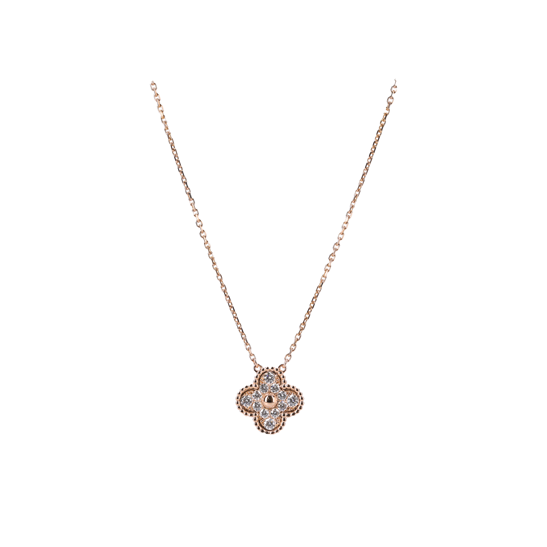ITSTWPLLP32T Van Cleef Arpels Vintage Alhambra Pendant 18K Rose Gold Diamonds