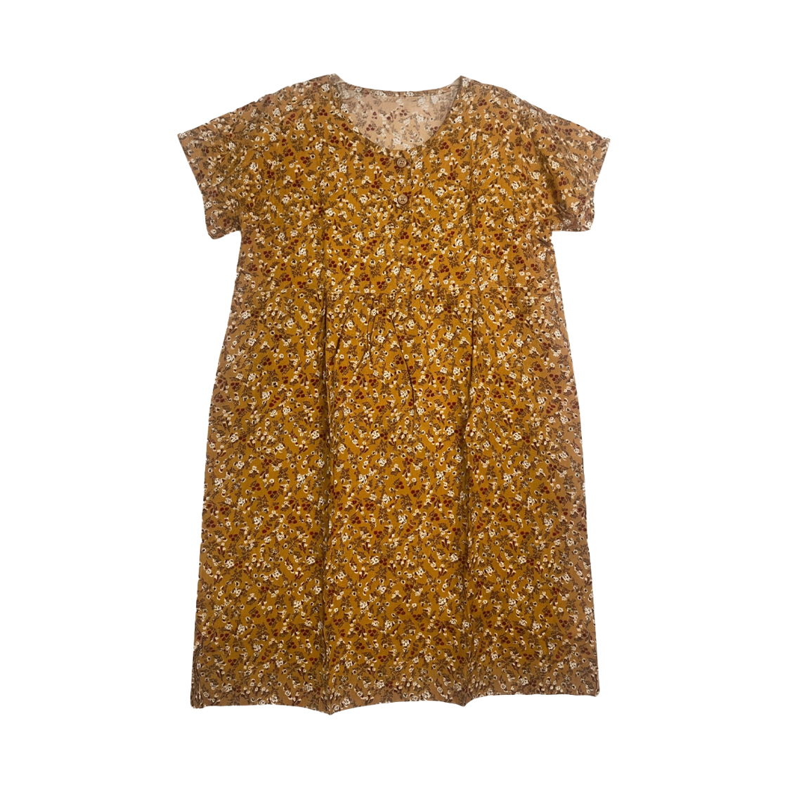 [3% 적립] 에이원 자연인견 플라워 반팔 잠옷 원피스 카라멜([3% 적립] Aone Rayon Floral Short Sleeved Dress Caramel)