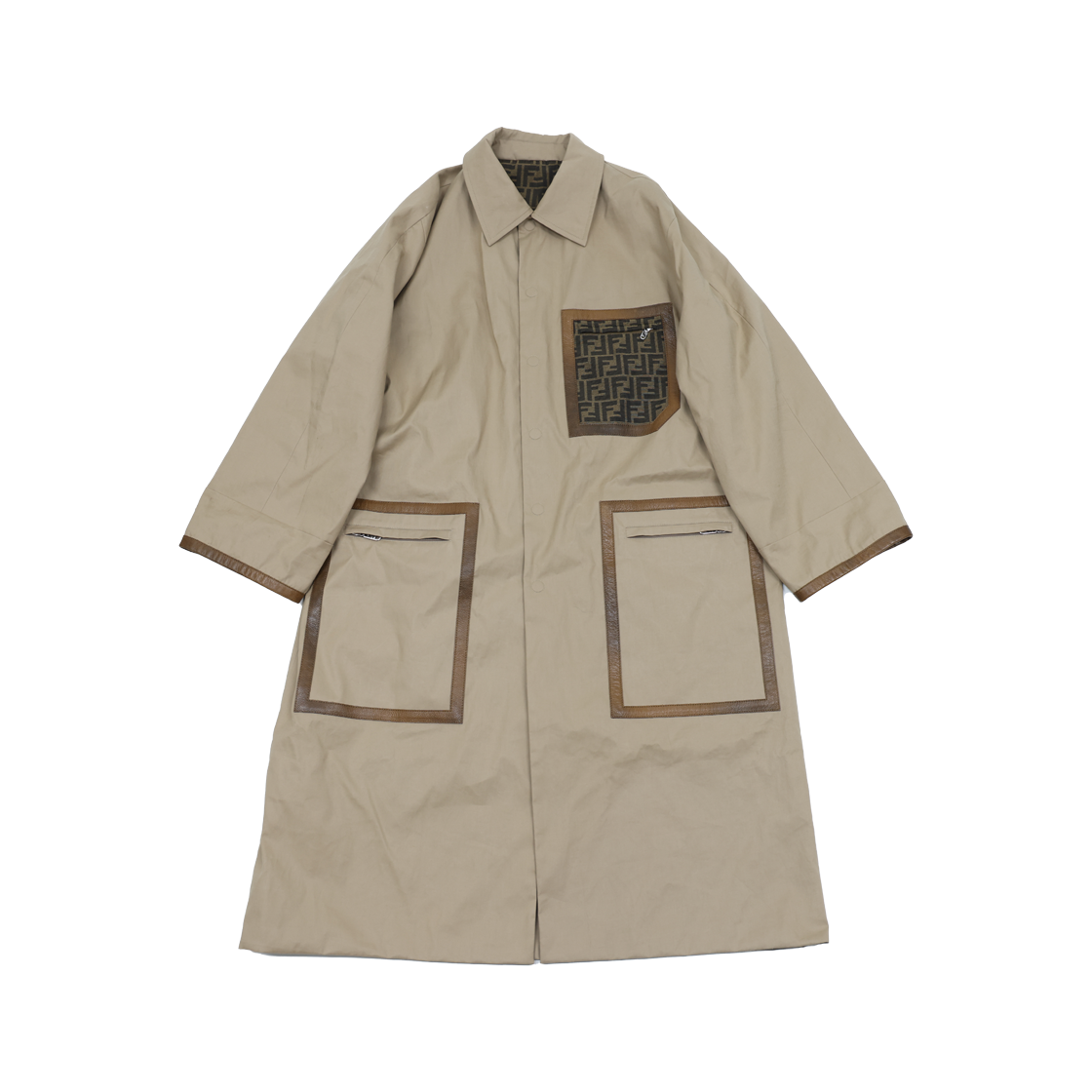 펜디 FF0741 리버시블 포켓 트렌치 코트 베이지(Fendi FF0741 Reversible Pocket Trench Coat Beige)
