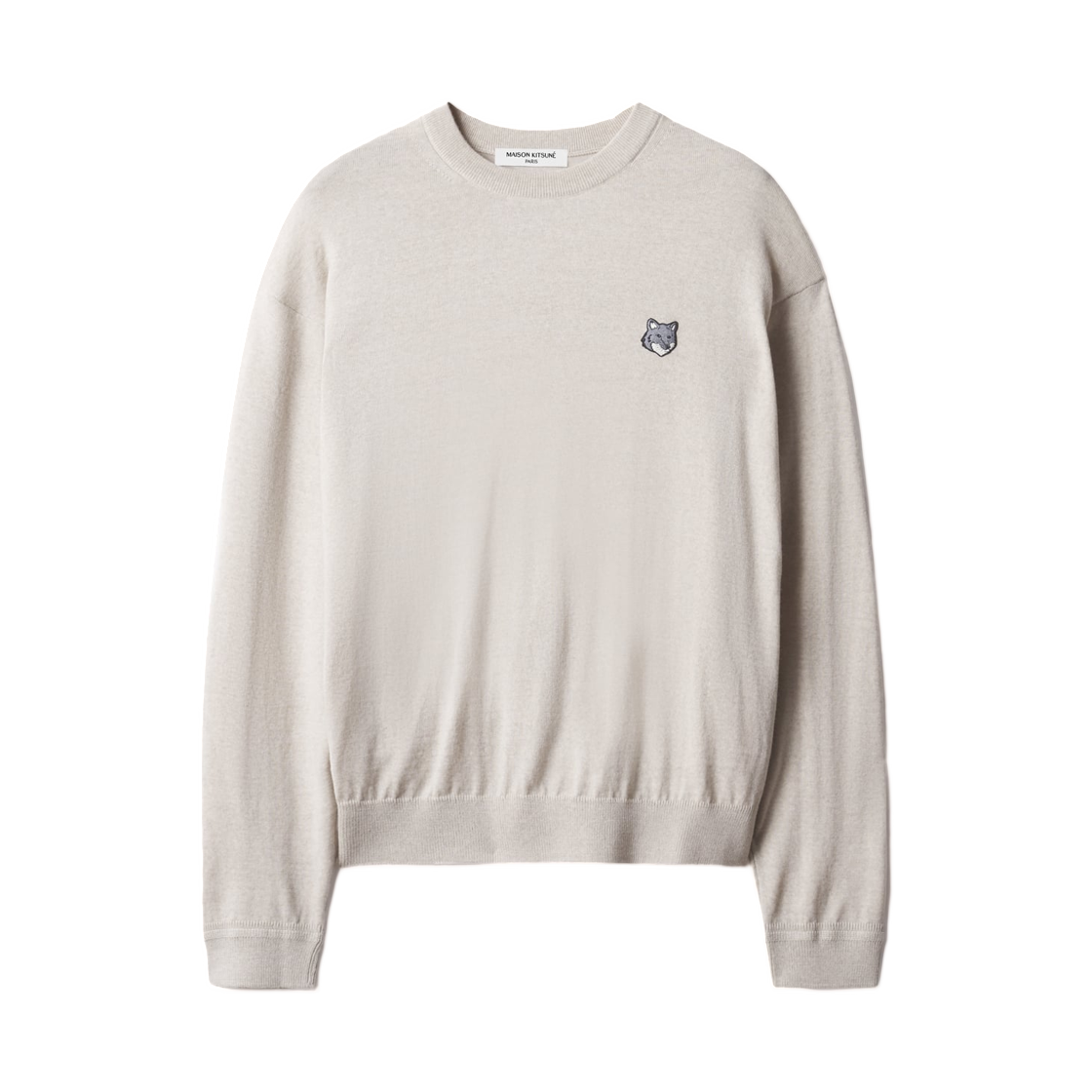 MRMKJ04KT1220-H218 Maison Kitsune Fox Head Merino Comfort Jumper Light Beige Melange