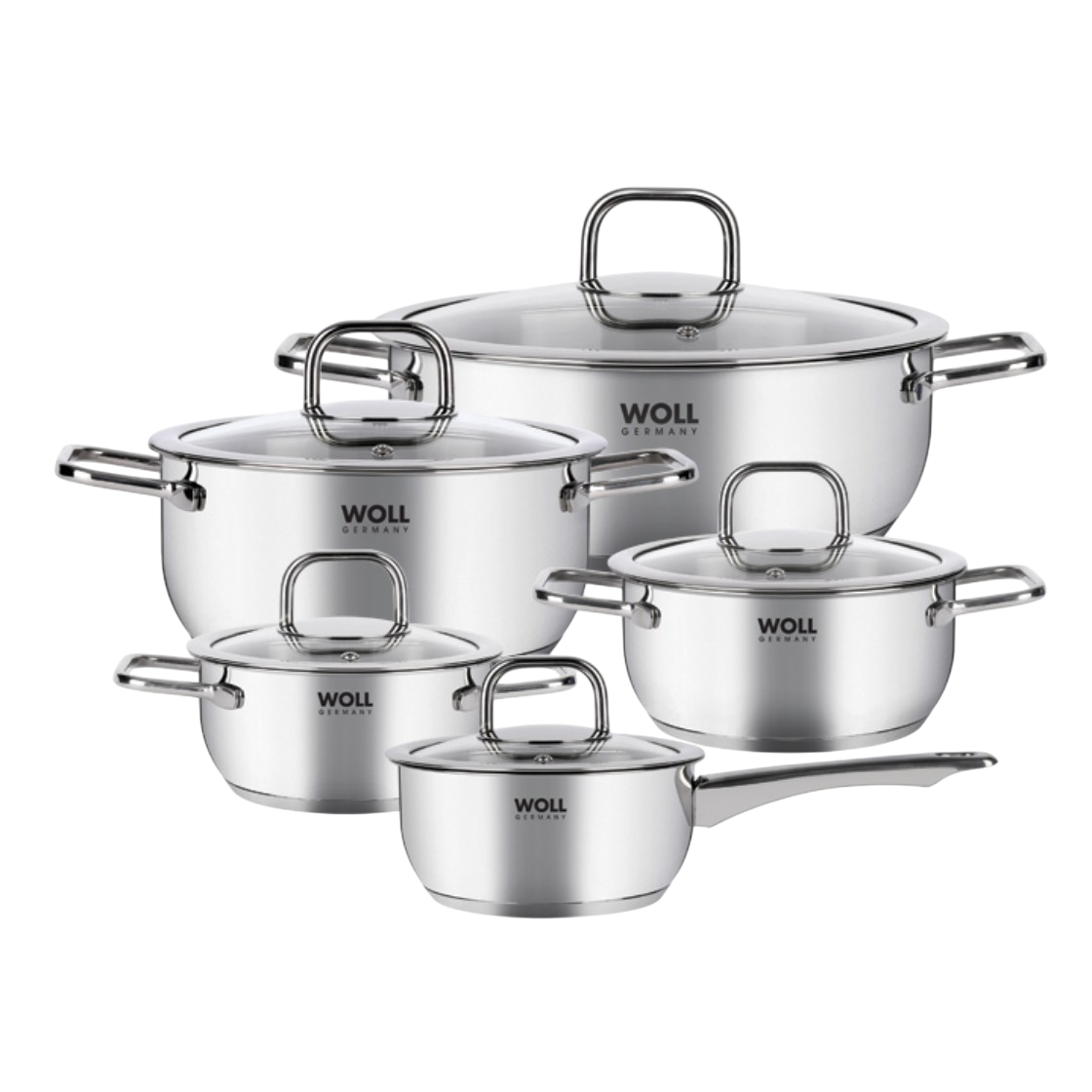 볼 다이아몬드 쿡 냄비 5종 세트(16편수+16+18+20양수+24전골)(WOLL Diamond Cook 5‑Piece Pot Set (16cm Saucepan + 16cm Casserole Pot + 18cm Casserole Pot + 20cm Casserole Pot + 24cm Shallow Pot))
