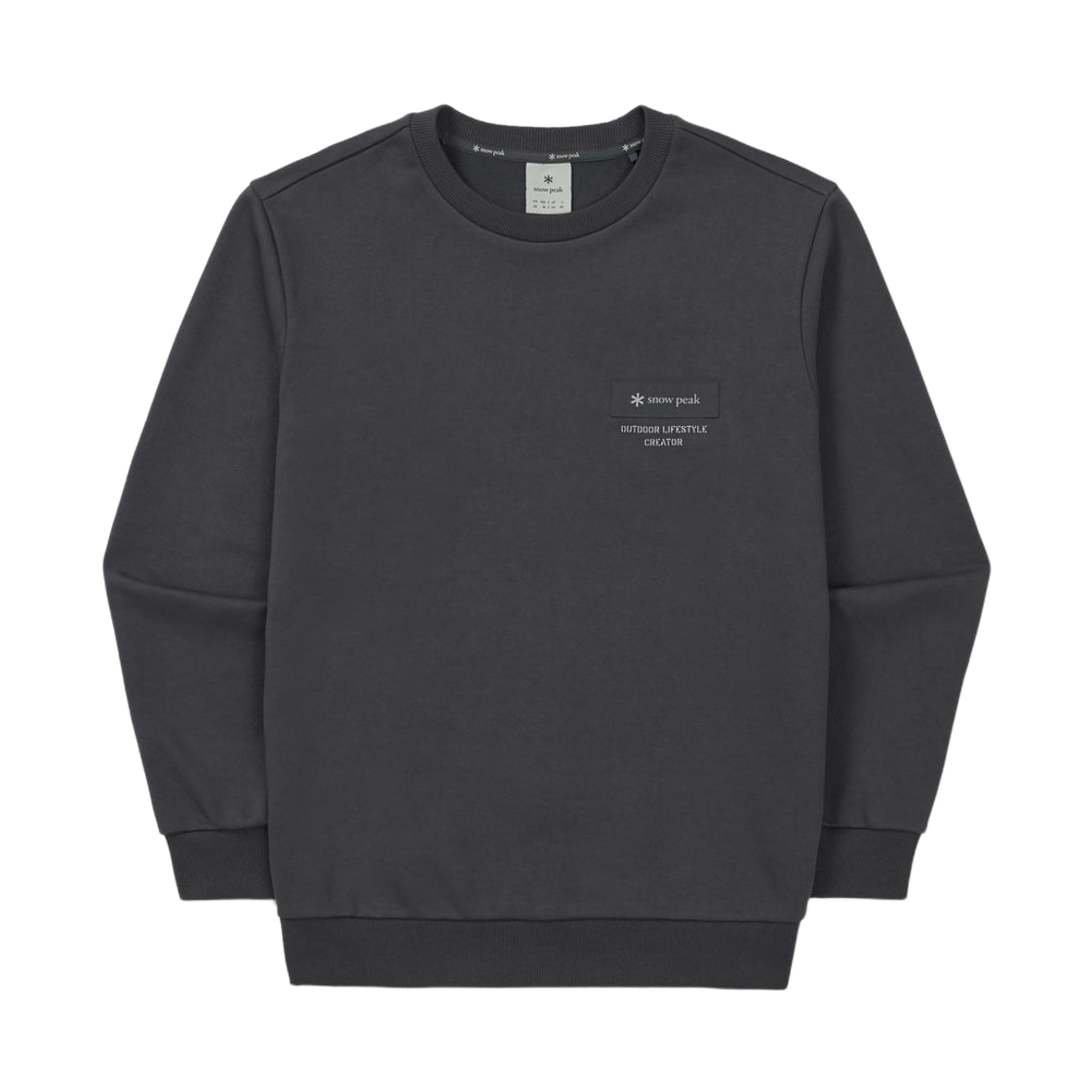 스노우 피크 우븐 패치 스웨트셔츠 차콜(Snow Peak Woven Patch Sweatshirt Charcoal)