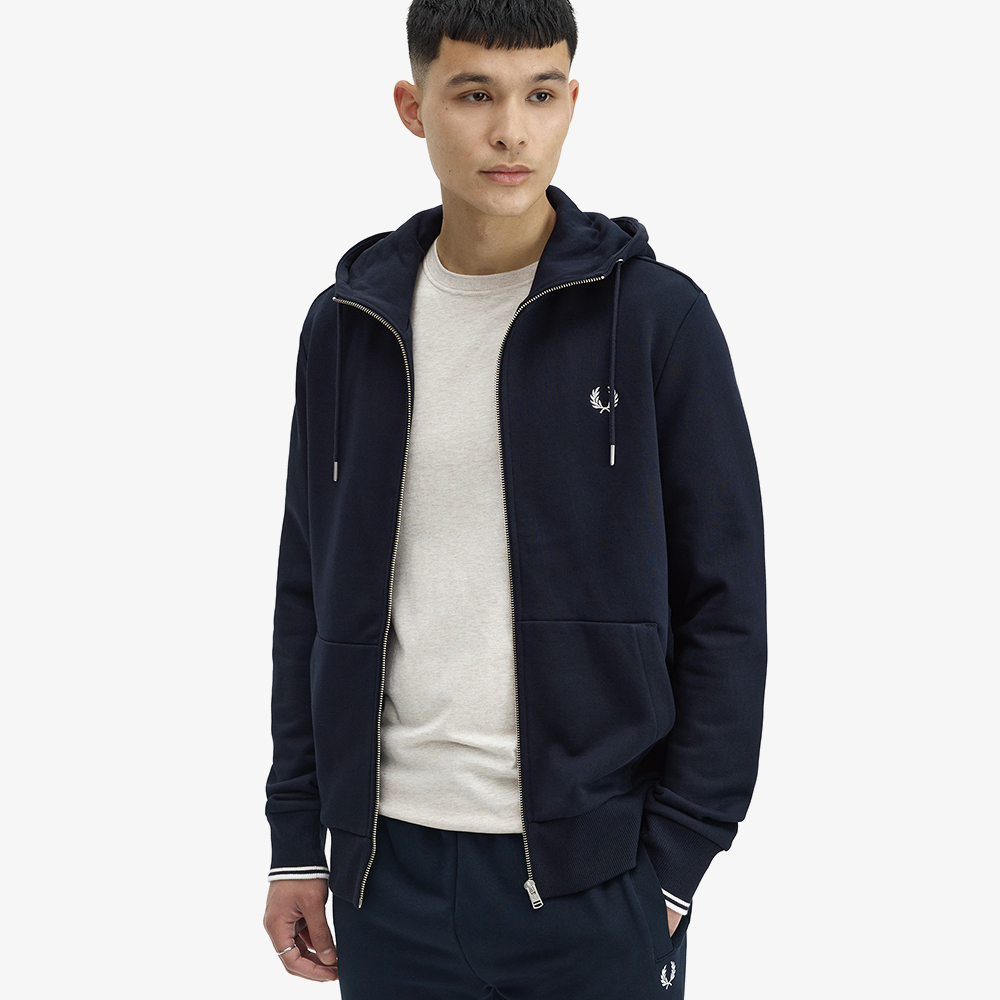 프레드페리 후드 집스루 스웻셔츠 네이비(Fred Perry Hooded Zip-Through Sweatshirt Navy) - 3