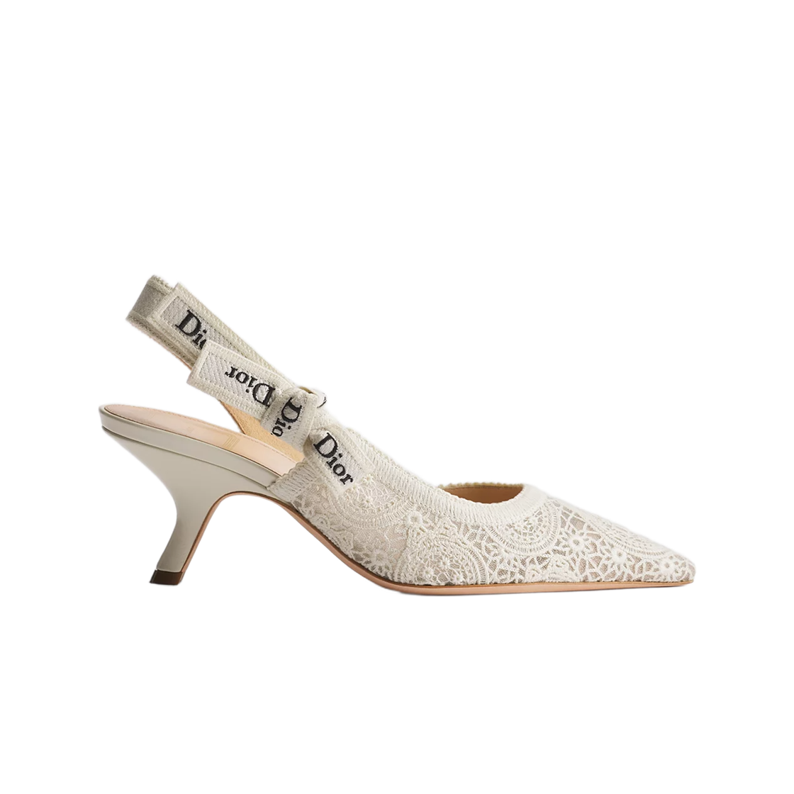 KDV642ECM-S03W (W) Dior Dioriviera J'Adior Slingback Pump Crochet-Effect Embroidered Tulle White