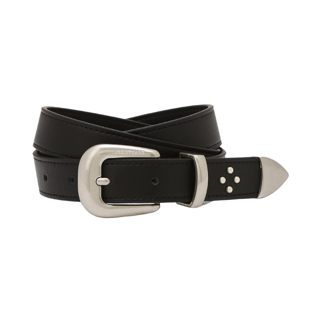JUBE6F400BK Jillstuart Men's Acc Black Studded Genuine Leather Belt 20mm