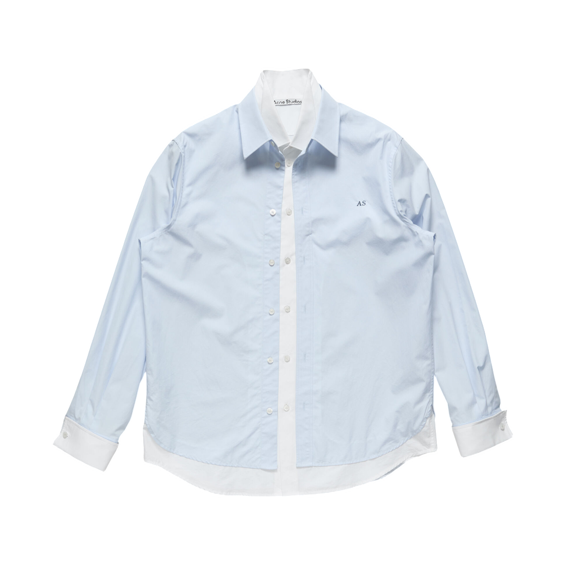 BB0708-AF2 Acne Studios Layered Poplin Button Up Shirt Blue White