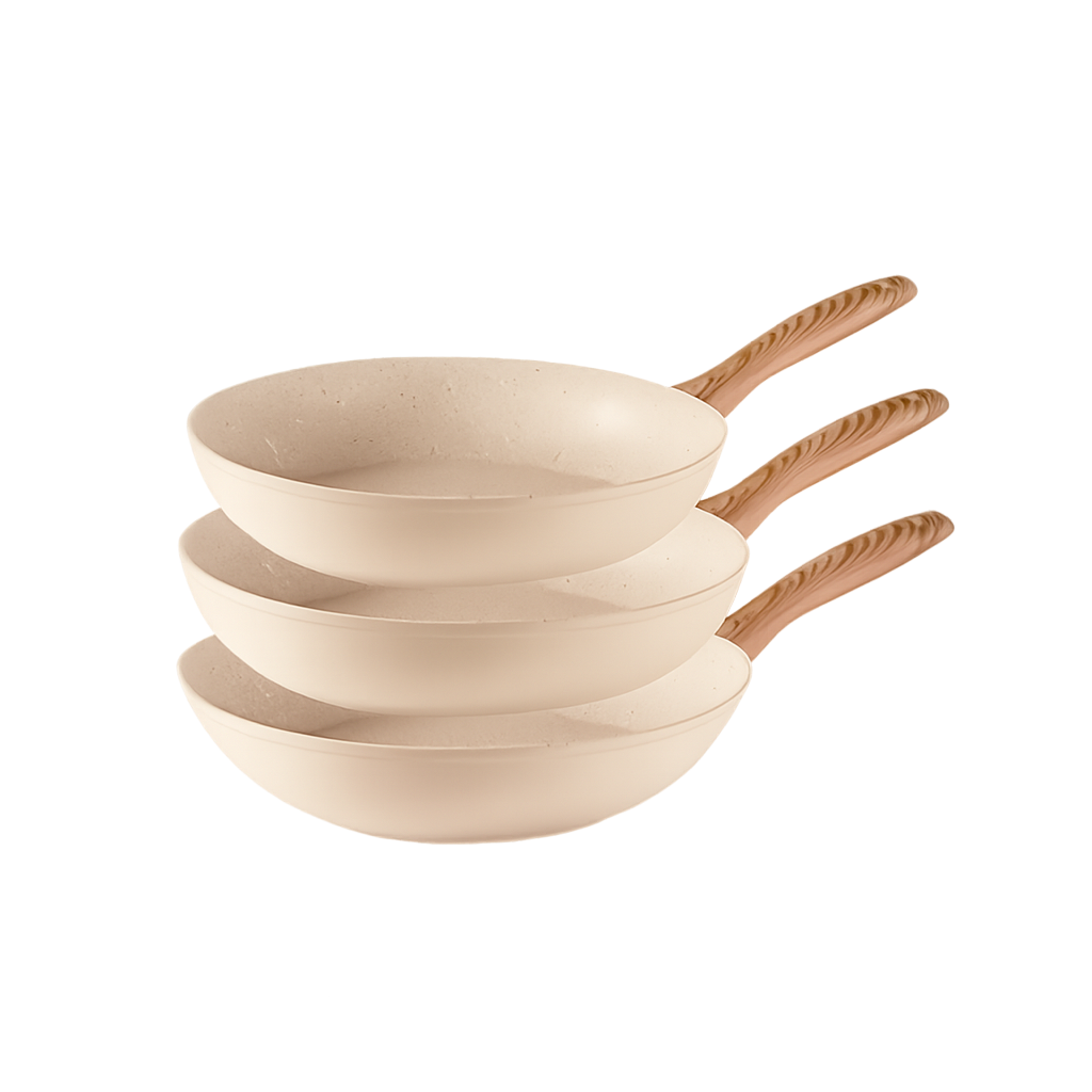 삼보넷 락앤로즈 후라이팬 웍 3종세트(F/P24,28cm+WOK28cm)(소프트 로즈)(Sambonet Rock & Rose Frypan & Wok 3‑Piece Set (24cm Frypan, 28cm Frypan, 28cm Wok) – Soft Rose)
