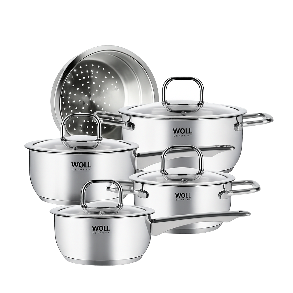 볼 다이아몬드 쿡 냄비5종(16,18편수+16,20양수+찜기)(WOLL Diamond Cook 5‑Piece Pot Set (16cm & 18cm Saucepans + 16cm & 20cm Casserole Pots + Steamer))