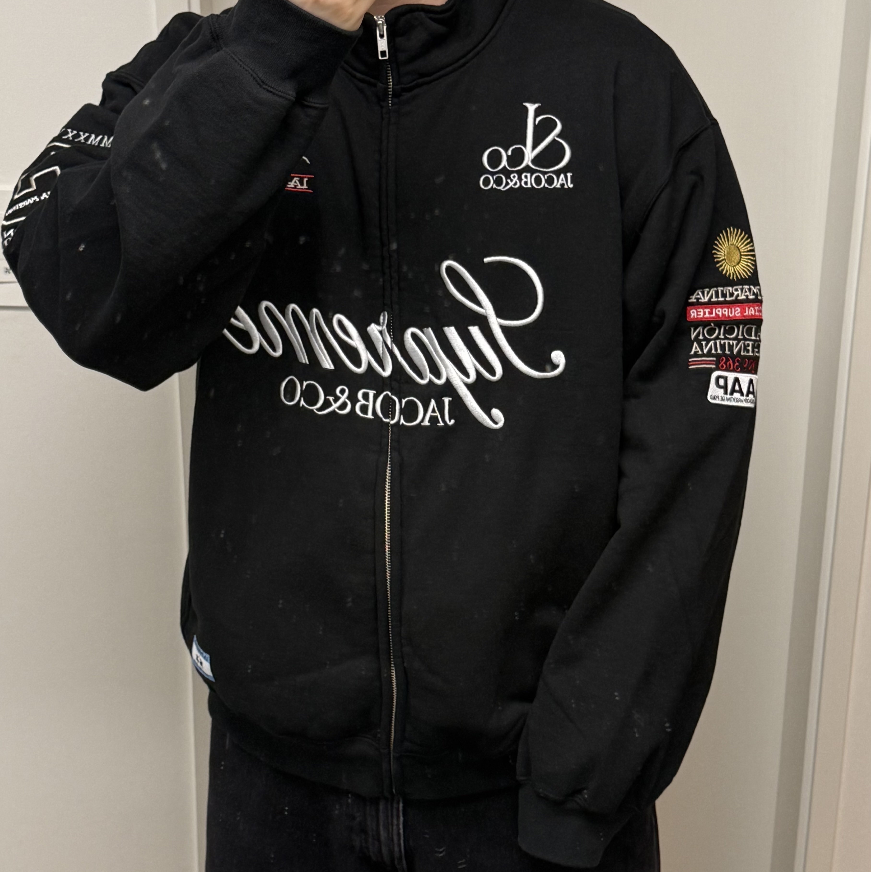 Supreme x La Martina x Jacob & Co Zip Up Sweatshirt Black - 26SS 착용 스타일 - 2