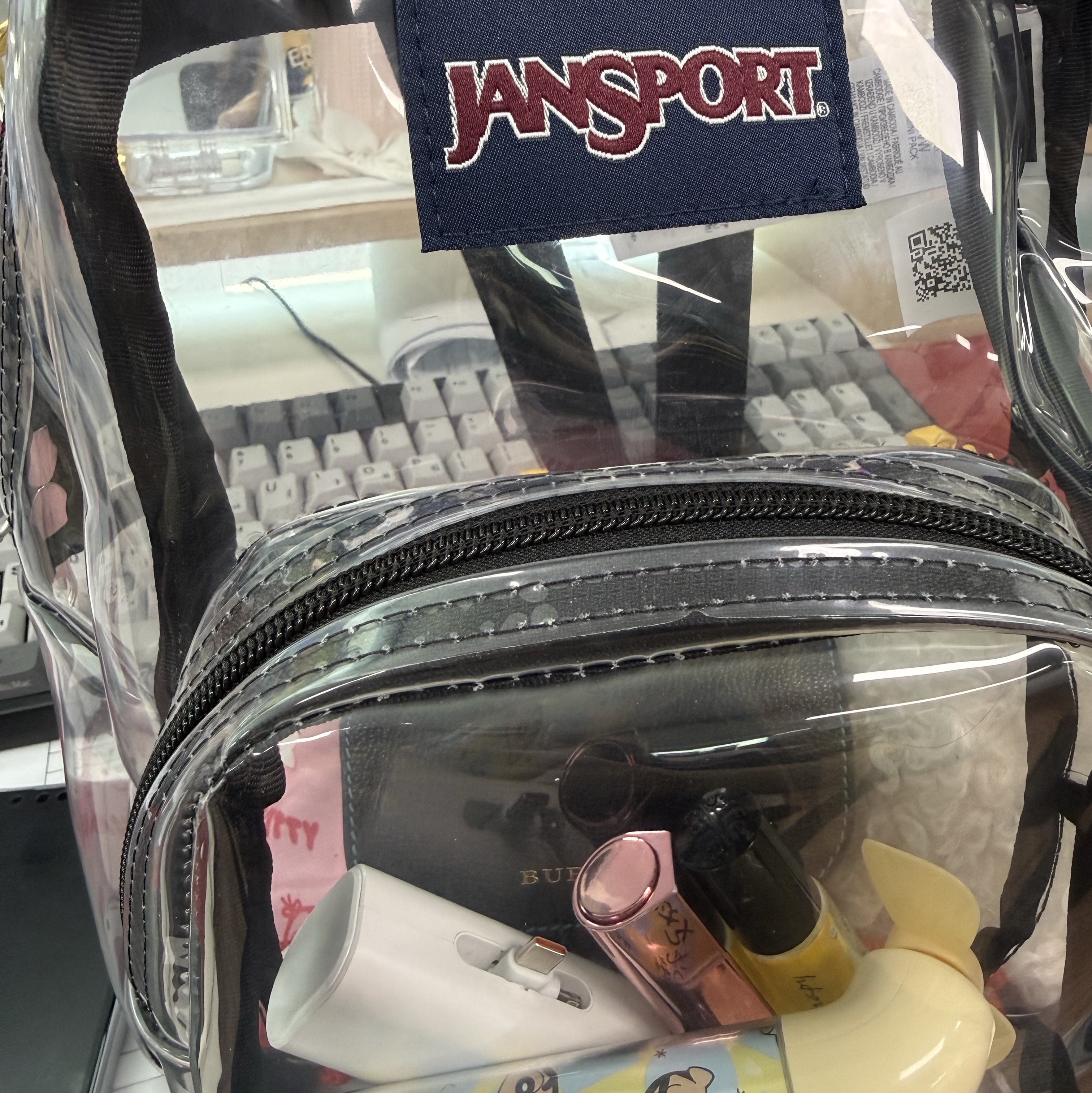 Jansport Clear Mini Pack Clear 착용 스타일