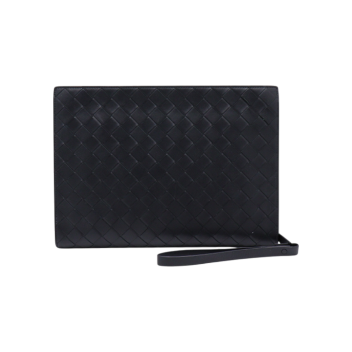 ITGA2OJ9N37I Bottega Veneta Small Black Intrecciato Document Case Clutch Bag