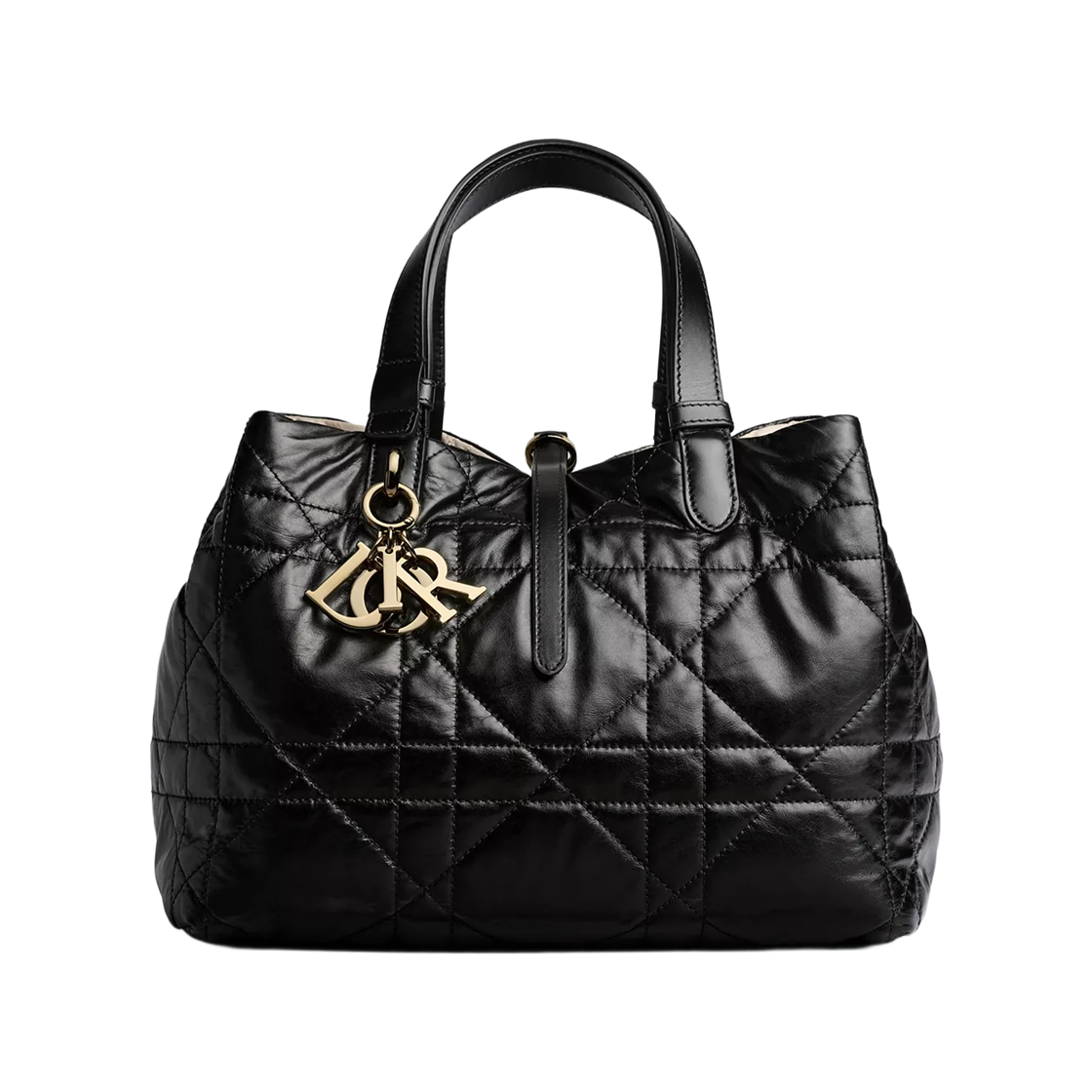 M2881ODYQ-M03C Dior Medium Dior Toujours Reversible Bag Trench Macrocannage Supple Calfskin Black