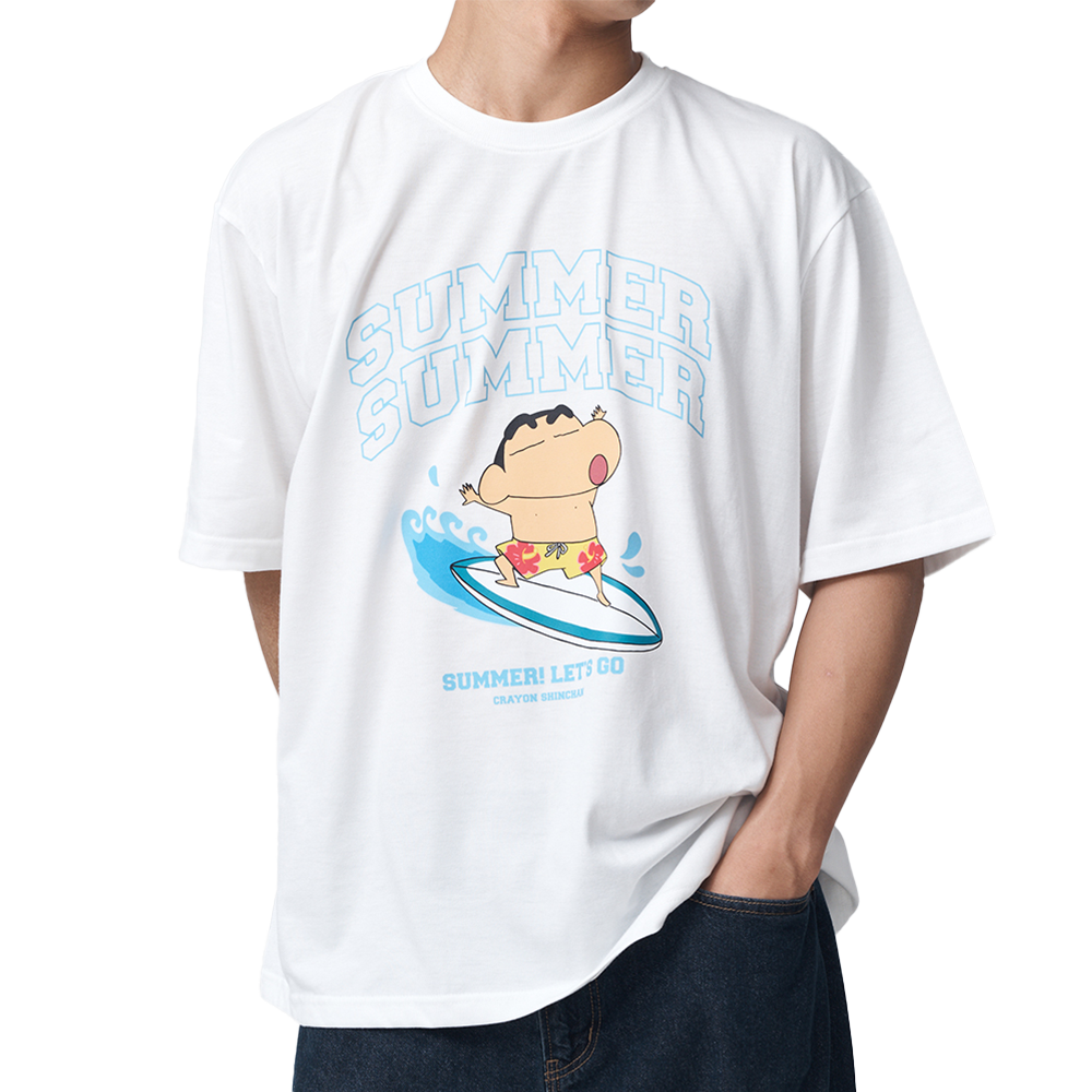 댄꼼마 X 짱구 서핑타임 짱구의 여름 반팔 티셔츠(DANCOMMA x Crayon Shin-chan Surfing Time: Shin-chan's Summer Short Sleeve T-Shirt) - 2