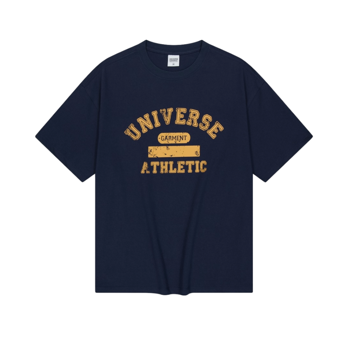 BUQTSZX803NA UNIVERSE GARMENT UG Crack Print T-Shirt Navy
