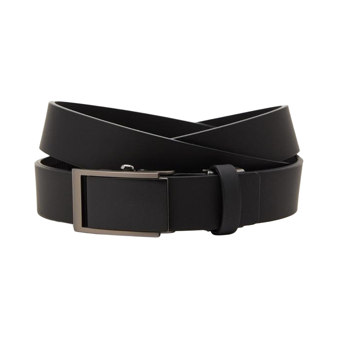 JUBE6F051BK Jillstuart Men's Acc Adjustable Length Black Matte Buckle Laminated Leather Belt